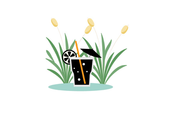 Beach Floral Fresh Drinks Graphics & Illustrations