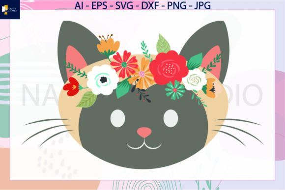 Cat Flowers Floral Headbands SVG: Graphics & Illustrations