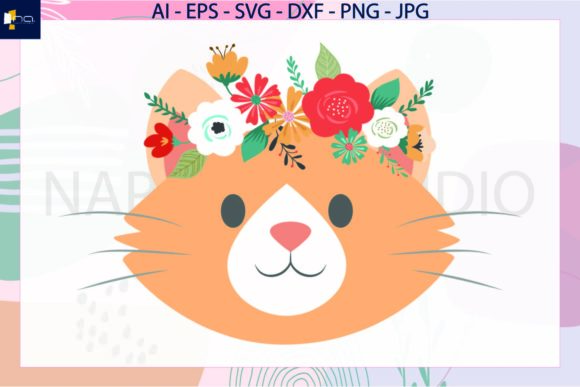 Cat Headbands Flower Floral SVG: Graphics & Illustrations for Editorial Charm