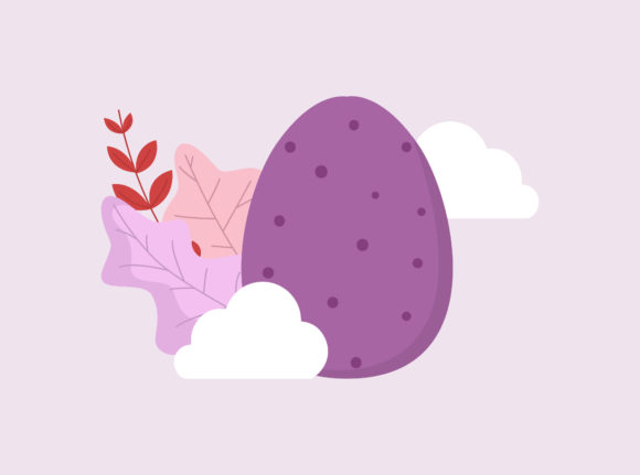Easter Egg Purple Floral Cloud Vector Graphics and Illustrations