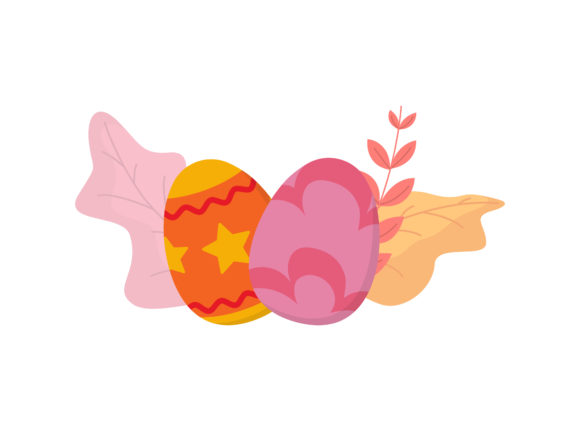 Easter Eggs Orange Pink Floral Vector Graphics and Illustrations