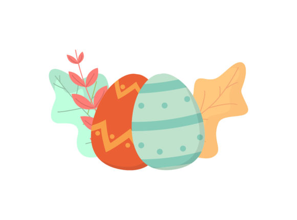 Easter Eggs Orange Tosca Floral Vector Graphics and Illustrations