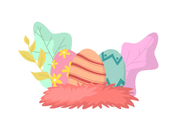 Easter Eggs Pink Colorful Floral Vector Graphics and Illustrations