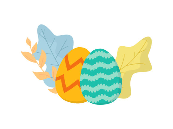 Easter Eggs Tosca Orange Floral Vector Graphics and Illustrations