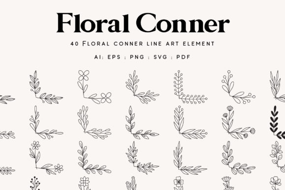 Floral Conners Line-art Illustration: Graphics & Illustrations for Editorial Polish