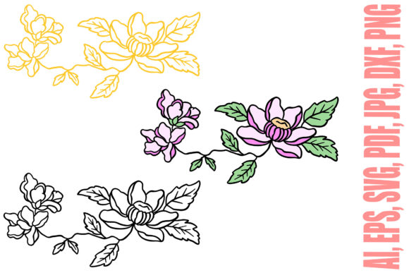 Flower Bouquet Floral Tattoo Line Art