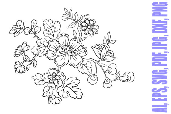 Flower Petals Floral Tattoo Line Art: Graphics & Illustrations for Local Branding
