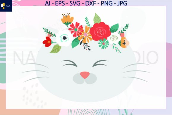 Flowers Headbands Floral Cat SVG: Graphics & Illustrations for Local Branding