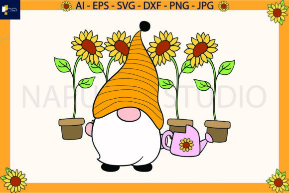 Gnomes Sunflower Floral SVG