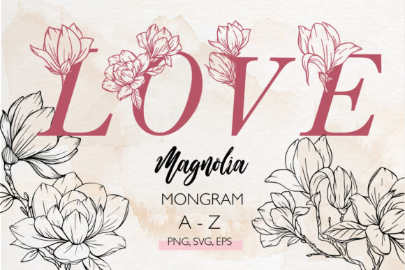 Magnolia Floral Alphabet, Monogram SVG: Illustrations & Graphics for Local Branding