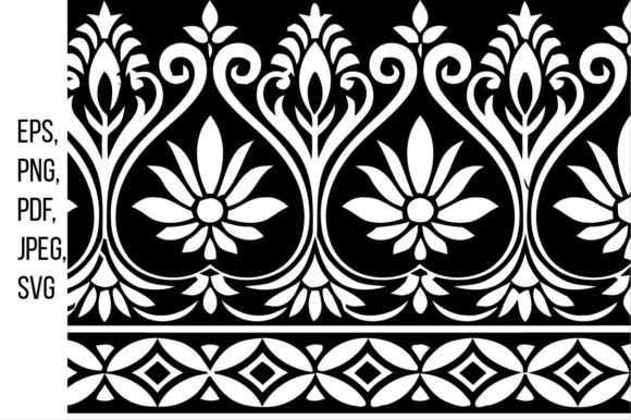 Vector Seamless Floral Border Laser Graphics & Illustrations