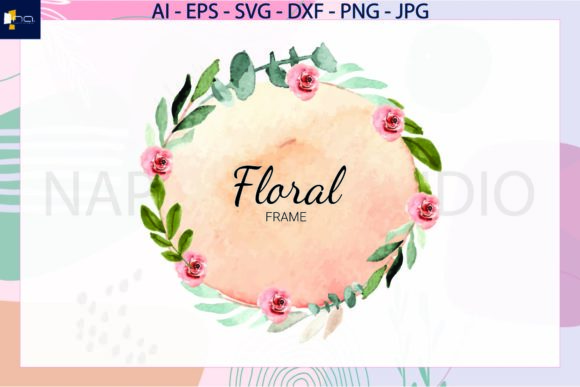 Watercolor Floral Flowers Frame SVG: Graphics & Illustrations