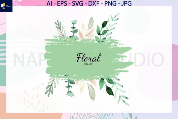 Watercolor Flowers Floral Frame SVG Graphics